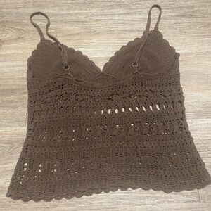 Moda International Brown Crochet Camisole